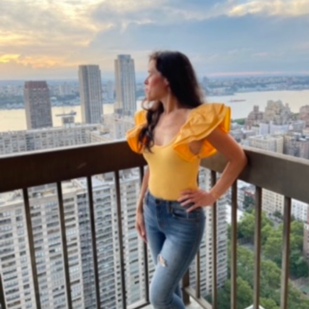 NWT Zara Yellow Ribbed Ruffle Bodysuit